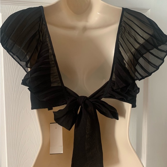 Kiki de montparnasse. pleated chiffon top. bra top. - Picture 6 of 10